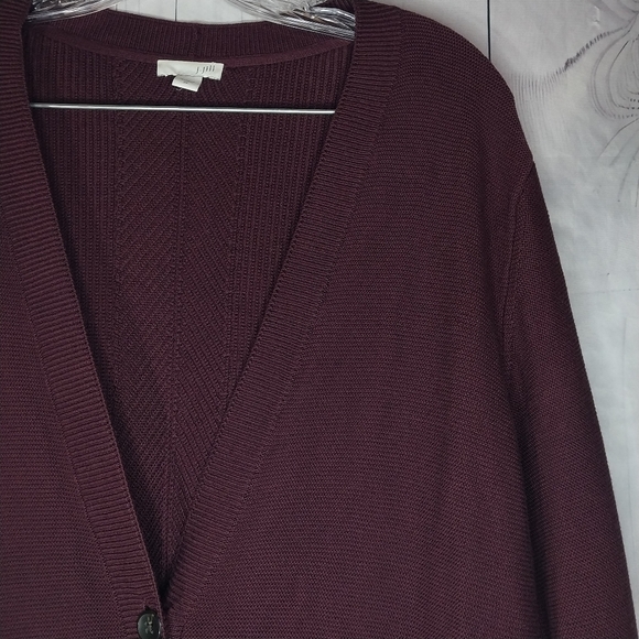 J Jill Womens Plum Longline V-Neck Cardigan Coatagin Pockets Sweater Size XL - Picture 9 of 15